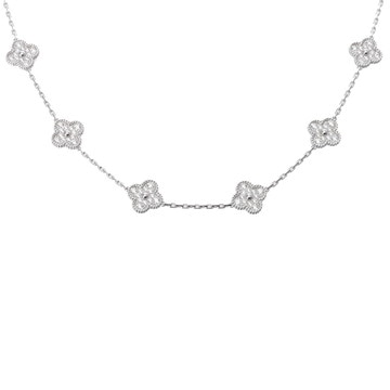 ヴァン クリーフ&アーペル ヴィンテージアルハンブラネックレス 10P シルバー VCARA42400 K18ホワイトゴールド WG レディース ジュエリー 【中古】【jewelry】