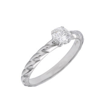 ショーメ トルサード リング 一粒ダイヤ #9 シルバー Pt950プラチナ レディース ジュエリー 【中古】【jewelry】