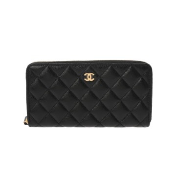 シャネル マトラッセ クラシック ロング ジップウォレット ブラック AP0242 グレインドカーフスキン レディース 財布 【新品】【purse】