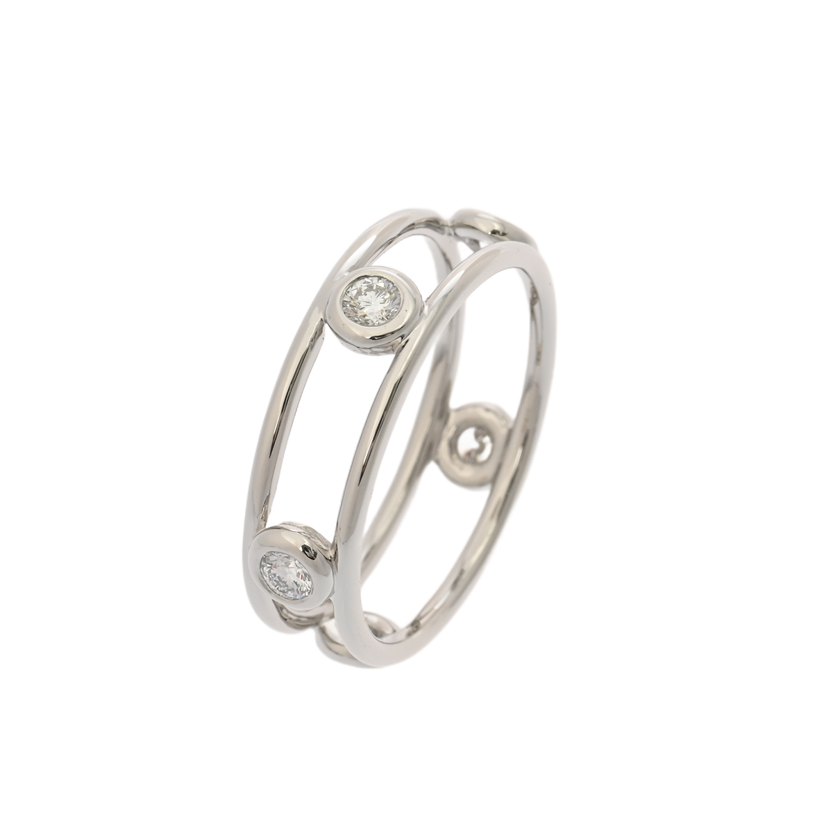 ティファニー ダブルワイヤーリング #10 5Pダイヤ シルバー Pt950プラチナ レディース ジュエリー 【中古】【jewelry】