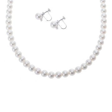 ミキモト パールネックレス イヤリング 2点セット SIL刻印 シルバー K18ホワイトゴールド WG レディース ジュエリー 【中古】【jewelry】