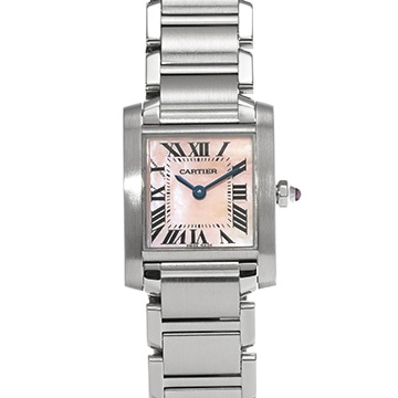 カルティエ タンクフランセーズ SM　 W51028Q3 ピンクシェル レディース 時計 【中古】【wristwatch】