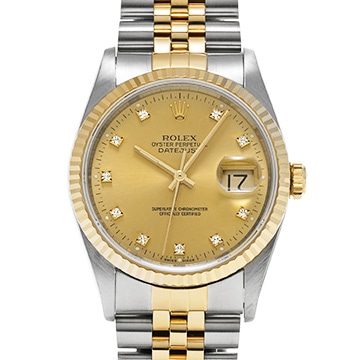 ロレックス デイトジャスト 16233G シャンパン/ダイヤモンド メンズ 時計 【中古】【wristwatch】