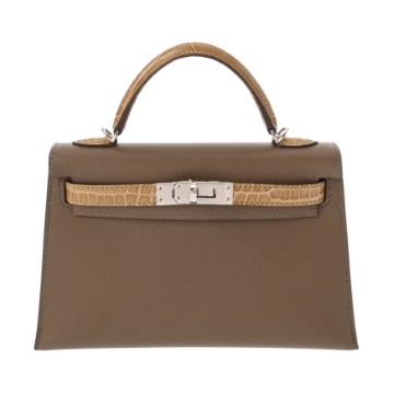 エルメス ミニケリー2 タッチ 2WAY ベージュサブレ/エトゥープ アリゲーターリセ/ヴォーマダム レディース バッグ 【未使用】【bag】