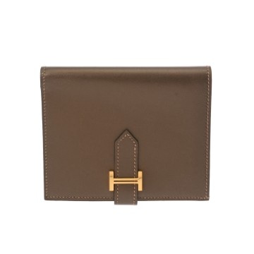 エルメス ベアン コンパクト ブロンズ ヴォーミロワ ユニセックス 財布 【中古】【purse】