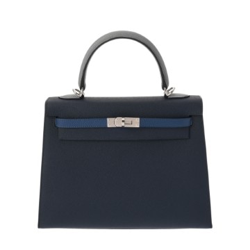 エルメス ケリー25 外縫い トリコロール ブルーアビス/ブルータイ/グリパンタン ヴォーエプソン レディース バッグ 【未使用】【bag】