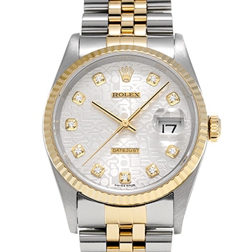 ロレックス デイトジャスト 16233G シルバーコンピュータ/ダイヤモンド メンズ 時計 【中古】【wristwatch】