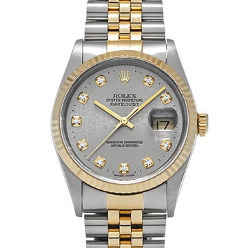 ロレックス デイトジャスト 16233G グレー/ダイヤモンド メンズ 時計 【中古】【wristwatch】
