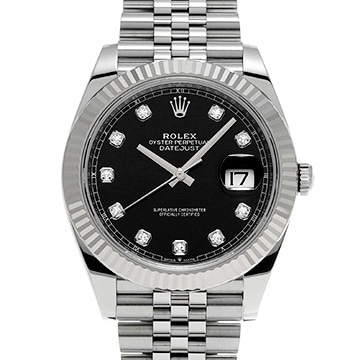 ロレックス デイトジャスト 41 126334G ブライトブラック/ダイヤモンド メンズ 時計 【中古】【wristwatch】