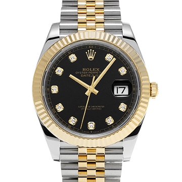 ロレックス デイトジャスト 41 126333G ブラック/ダイヤモンド メンズ 時計 【中古】【wristwatch】