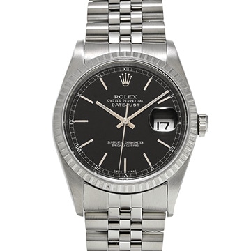 ロレックス デイトジャスト 16220 ブラック メンズ 時計 【中古】【wristwatch】