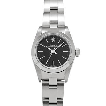 ロレックス オイスターパーペチュアル 76080 ブラック レディース 時計 【中古】【wristwatch】