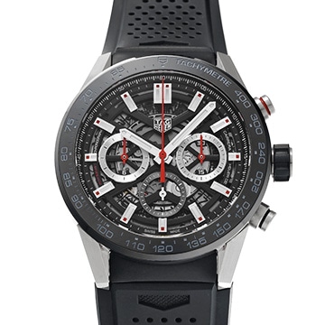 タグ ホイヤー カレラ キャリバーホイヤー02 クロノグラフ CBG2A10.FT6168 ブラック メンズ 時計 【中古】【wristwatch】