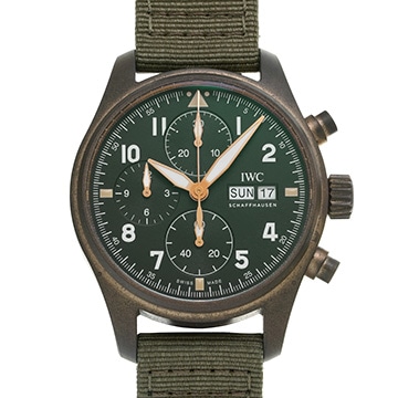 IWC パイロットウォッチ クロノグラフ スピットファイア IW387902 グリーン メンズ 時計 【中古】【wristwatch】