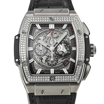 ウブロ スピリット オブ ビッグバン チタニウム ダイヤモンド 601.NX.0173.LR.1104 グレー/スケルトン メンズ 時計 【中古】【wristwatch】