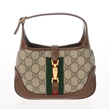 グッチ GGスプリーム ジャッキー1961 ミニバッグ ベージュ/エボニー/ブラウン 637092 レザー レディース バッグ 【中古】【bag】