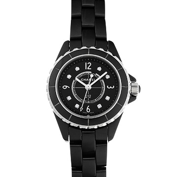 シャネル J12 29MM H2569 ブラックラッカー/ダイヤモンド レディース 時計 【中古】【wristwatch】