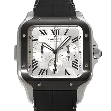 カルティエ サントス ドゥ カルティエ クロノグラフ XL WSSA0017 シルバー メンズ 時計 【中古】【wristwatch】