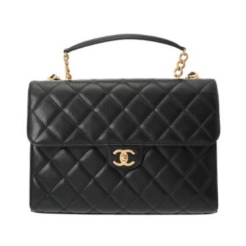 シャネル ラージフラップバッグ ブラック ソフトグレインカーフスキン レディース バッグ 【中古】【bag】