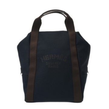 エルメス グルーム ブルーネイビー/フー キャンバス/レザー ユニセックス バッグ 【中古】【bag】