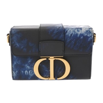 ディオール 30MONTAIGNE ボックス ミニバッグ ブルー/ブラック レザー レディース バッグ 【中古】【bag】