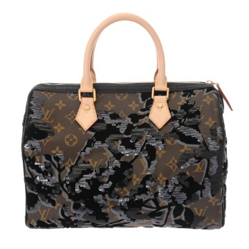 ルイ ヴィトン モノグラムフルール ドゥ ジェ スピーディ 30 ブラウン/ブラック M40436 モノグラムキャンバス ユニセックス バッグ 【中古】【bag】