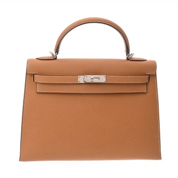 エルメス ケリー 32 外縫い ナチュラル ヴァッシュリエジェ レディース バッグ 【中古】【bag】
