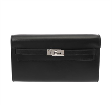 エルメス ケリーウォレット ロングトゥーゴー  ブラック シェーブルシャムキラ ユニセックス 財布 【中古】【purse】
