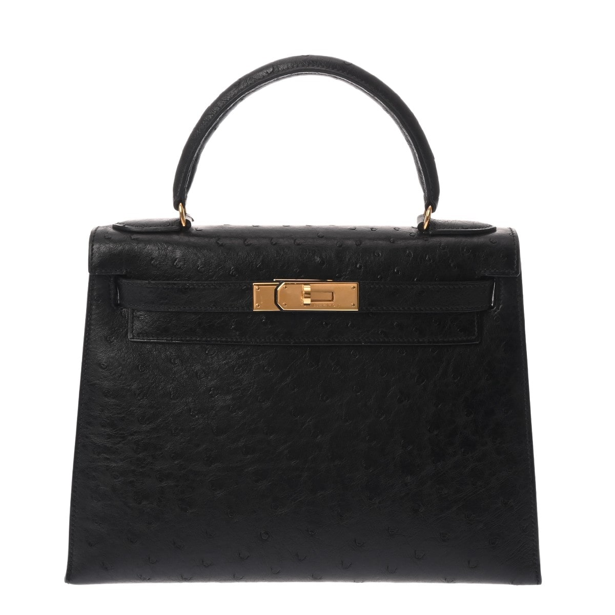 エルメス ケリー 28 外縫い 2WAY ブラック オーストリッチ レディース バッグ 【中古】【bag】