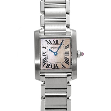 カルティエ タンク フランセーズ SM W51028Q3 ピンクシェル レディース 時計 【中古】【wristwatch】