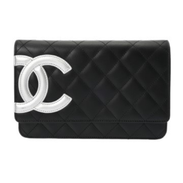 シャネル カンボン チェーンウォレット ブラック A46646 ラムスキン レディース バッグ 【中古】【bag】