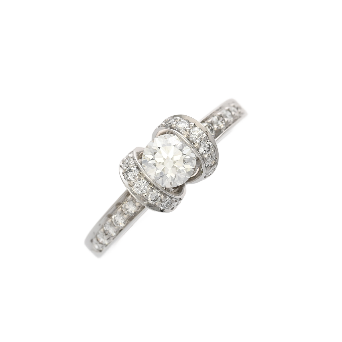 ティファニー リボンリング #6.5 F-VS1-EX シルバー Pt950プラチナ レディース ジュエリー 【中古】【jewelry】