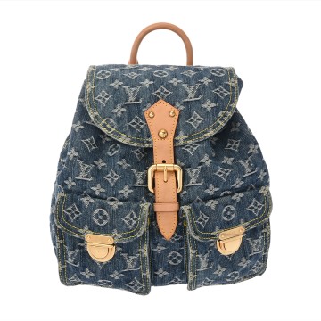 ルイ ヴィトン モノグラムデニム サックアド GM ブルー M95056 デニム レディース バッグ 【中古】【bag】