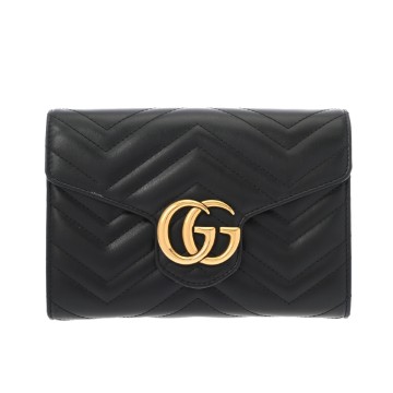 グッチ ミニバッグ GGマーモント キルティング ブラック 474575 534563 レザー レディース バッグ 【中古】【bag】