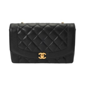 シャネル ダイアナ チェーンショルダー 25cm ブラック A01165 キャビアスキン レディース バッグ 【中古】【bag】