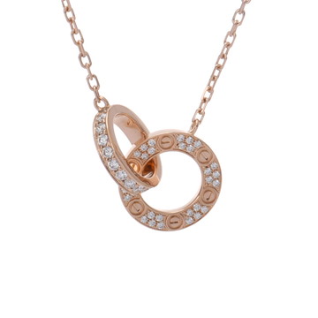 カルティエ ラブサークル ネックレス パヴェ ゴールド K18ピンクゴールド PG レディース ジュエリー 【中古】【jewelry】