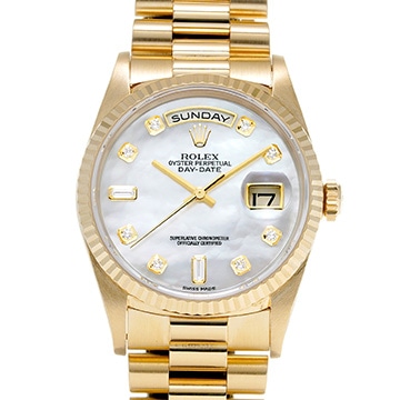 ロレックス デイデイト 18238NG ホワイトシェル/ダイヤモンド メンズ 時計 【中古】【wristwatch】
