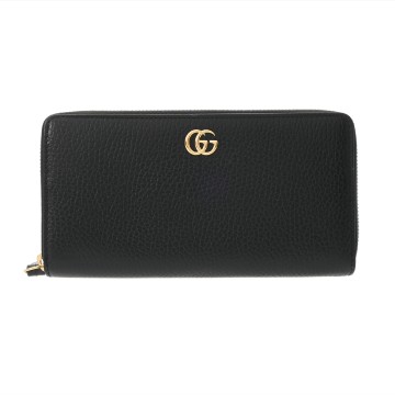 グッチ ダブルG ジップアラウンドウォレット ブラック 456117 496334 レザー レディース 財布 【中古】【purse】