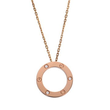 カルティエ ラブサークル ネックレス 3Pダイヤ ゴールド K18ピンクゴールド PG レディース ジュエリー 【中古】【jewelry】
