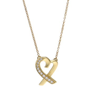 ティファニー ラビングハート ネックレス 11Pダイヤ ゴールド K18イエローゴールド YG レディース ジュエリー 【中古】【jewelry】