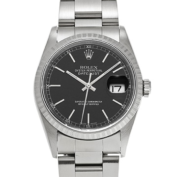 ロレックス デイトジャスト 16220 ブラック メンズ 時計 【中古】【wristwatch】
