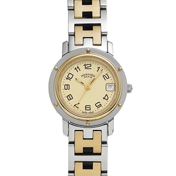 エルメス クリッパー CL4.220 アイボリー レディース 時計 【中古】【wristwatch】