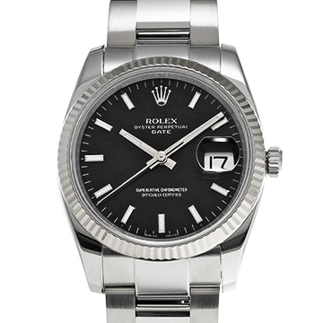 ロレックス オイスターパーペチュアル デイト 115234 ブラック メンズ 時計 【中古】【wristwatch】