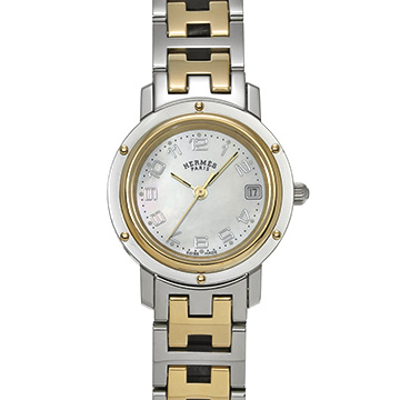 エルメス クリッパー CL4.220 ホワイトシェル レディース 時計 【中古】【wristwatch】