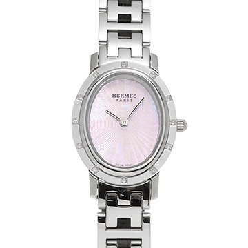 エルメス クリッパー オーバル C01.230 ピンクシェル ユニセックス 時計 【中古】【wristwatch】