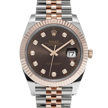ロレックス デイトジャスト 41 126331G チョコレートブラウン/ダイヤモンド メンズ 時計 【新品】【wristwatch】