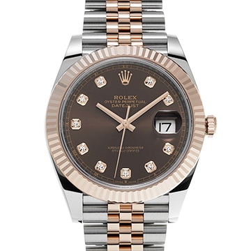 ロレックス デイトジャスト 41 126331G チョコレートブラウン/ダイヤモンド メンズ 時計 【新品】【wristwatch】