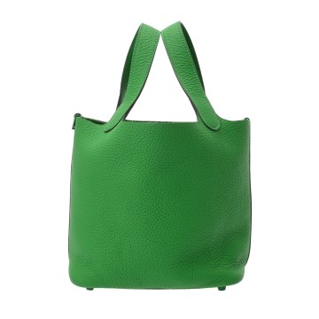 エルメス ピコタン ロック PM モノクローム バンブー/グリーン/シルバー金具 トリヨンクレマンス レディース バッグ 【中古】【bag】