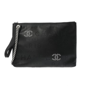 シャネル クラッチバッグ  ブラック カーフスキン レディース バッグ 【中古】【bag】