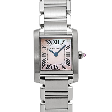 カルティエ タンクフランセーズ SM W51028Q3 ピンクシェル レディース 時計 【中古】【wristwatch】
